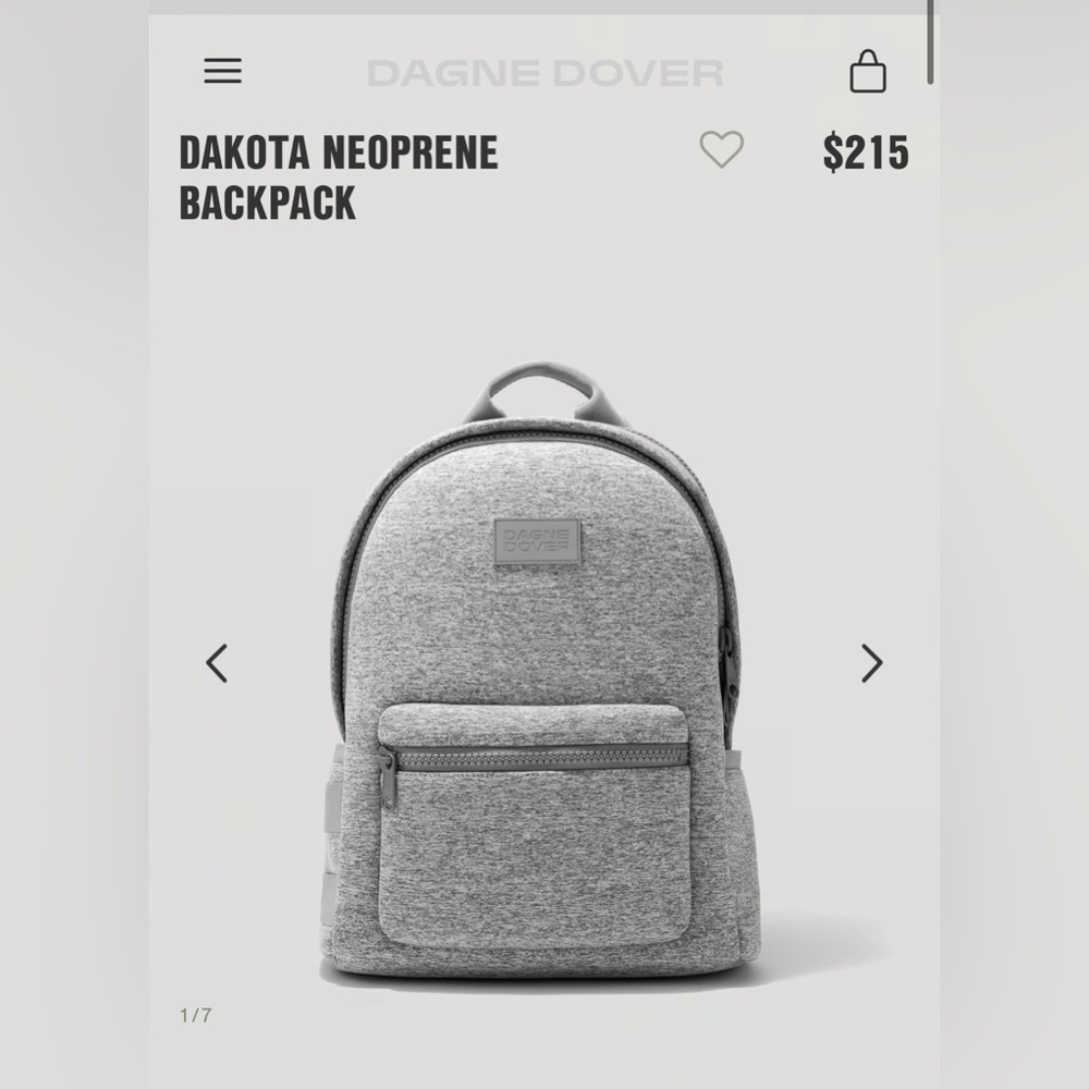 Dagne Dover Dakota Neoprene backpack - size large in heather grey